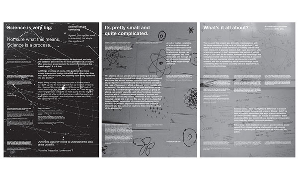 Three posters depicting information about science