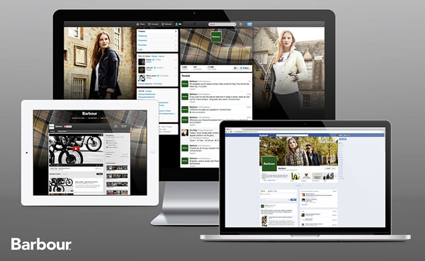 Tablet, laptop and desktop view of social media websites